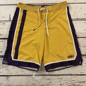 Nike 6.0 Men's Size 34 Mesh Boardshorts circa 2010 Yellow/Purple Lakers